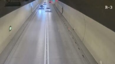 Опасный обгон в туннеле Raš, Черногория — стоп-кадр с камеры наблюдения