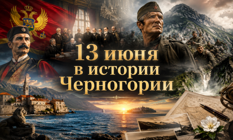 Ключевые события 13 июня в истории Черногории: Берлинский конгресс 1878, гибель Савы Ковачевича на Сутьеске и наследие Стевана Дедийера.