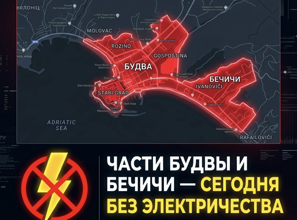 Перезагрузка в Будве: где сегодня отключат электричество (Карта и советы) Части Будвы и Бечичи сегодня без электричества 2