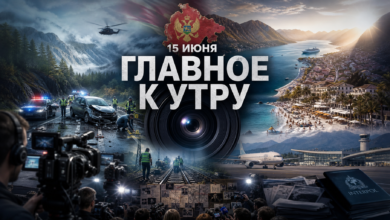 Утренний дайджест новостей Черногории 15 июня: фотомонтаж с места ДТП в Никшиче, загрязненного пляжа Будвы и знака запрета строительства в Которе.